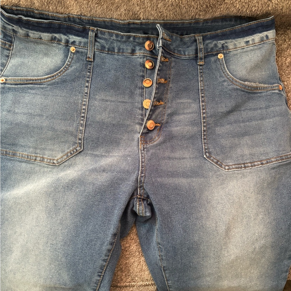 High-Waisted Blue Denim Jeans